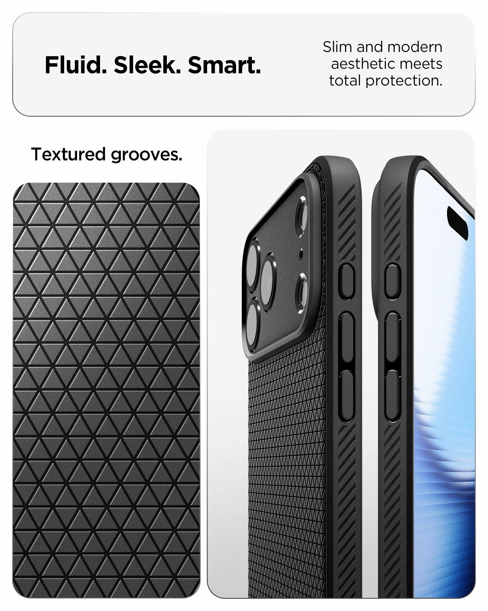ACS09888 - iPhone 17 Pro Max Liquid Air in Matte Black showing fluid, sleek, smart. slim and modern aesthetic meets total protection.