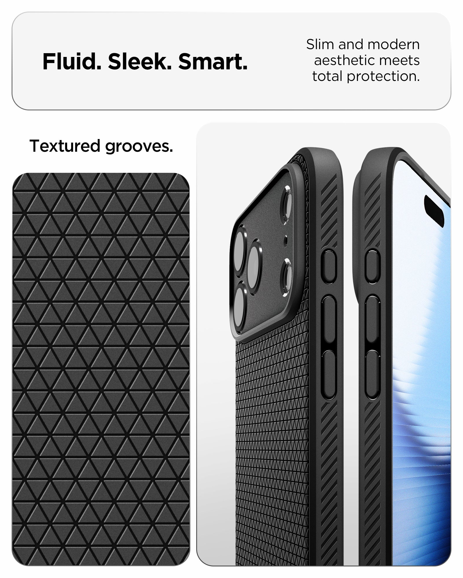 ACS09888 - iPhone 17 Pro Max Liquid Air in Matte Black showing fluid, sleek, smart. slim and modern aesthetic meets total protection.