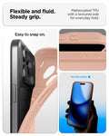 ACS09892 - iPhone 17 Pro Max Liquid Air in Rose Titanium showing flexible and fluid steady grip. mattecoated TPU with a textured side for everyday hold.
