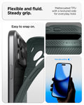 ACS09890 - iPhone 17 Pro Max Liquid Air in Abyss Green showing flexible and fluid steady grip. mattecoated TPU with a textured side for everyday hold.