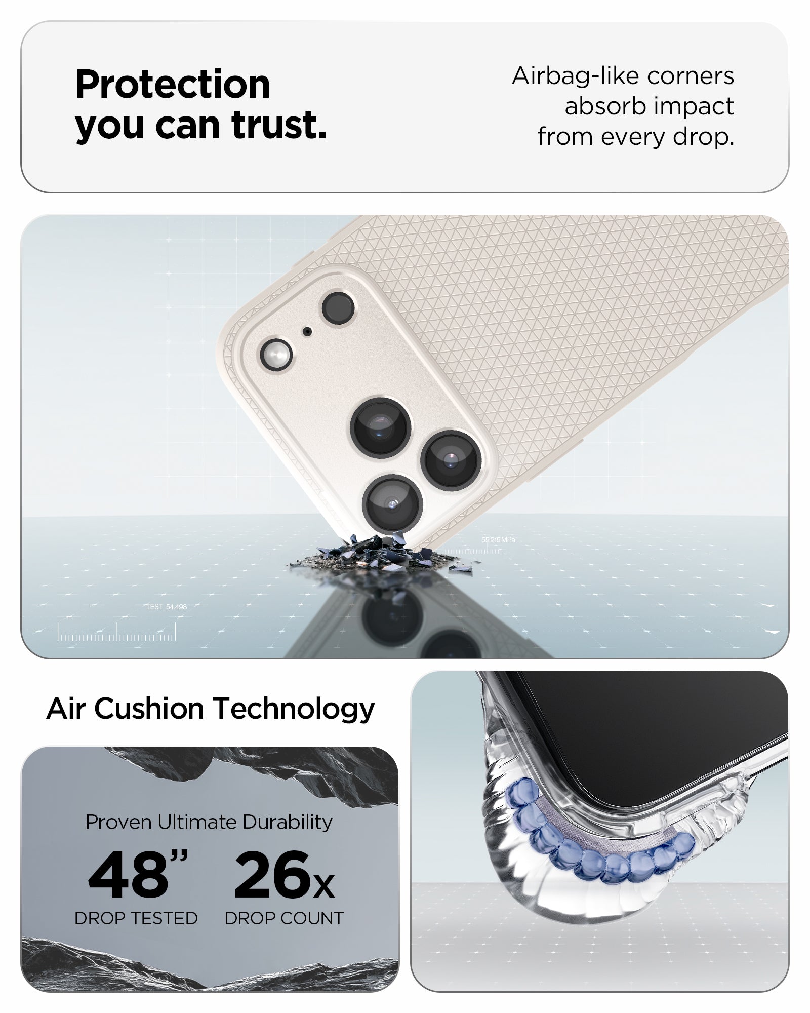ACS09891 - iPhone 17 Pro Max Liquid Air in Natural Titanium protection you can trust. air bag like corners absorb impact from every drop. air cushion technology.