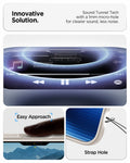 ACS09891 - iPhone 17 Pro Max Liquid Air in Natural Titanium showing innovative solution. sound tunnel tech with a 1mm micro hole for cleaner sound, less noise.