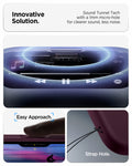 ACS09914CA - iPhone 18 Pro Max / iPhone 17 Pro Max Nano Pop (Mag Fit) in Burgundy Bean showing sound tunnel technology, easy button access, and a built-in strap hole for added convenience