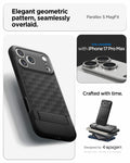 ACS09911 - iPhone 17 Pro Max Series Case Parallax S (MagFit) in black showing the elegant geometric pattern, seamlessly overlaid.