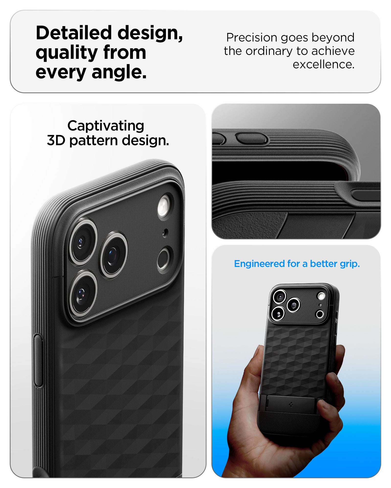 ACS09911CB - iPhone 18 Pro Max / iPhone 17 Pro Max Parallax S (Mag Fit) in Matte Black showing the detailed design, quality from every angle. Precision goes beyond the ordinary to achieve excellence.