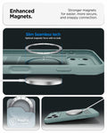 ACS09912 - iPhone 17 Pro Max Series Case Parallax S (MagFit) in green showing the enhanced magnets. Stronger magnets for easier, more secure and snappy connection