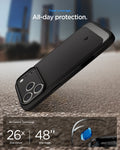  ACS09886 - iPhone 17 Pro Max Rugged Armor (MagFit) in Matte Black showing total coverage. all day protection