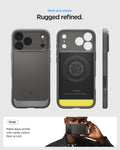 ACS09887 - iPhone 17 Pro Max Rugged Armor (MagFit) in Gray showing grab phone case with hand.