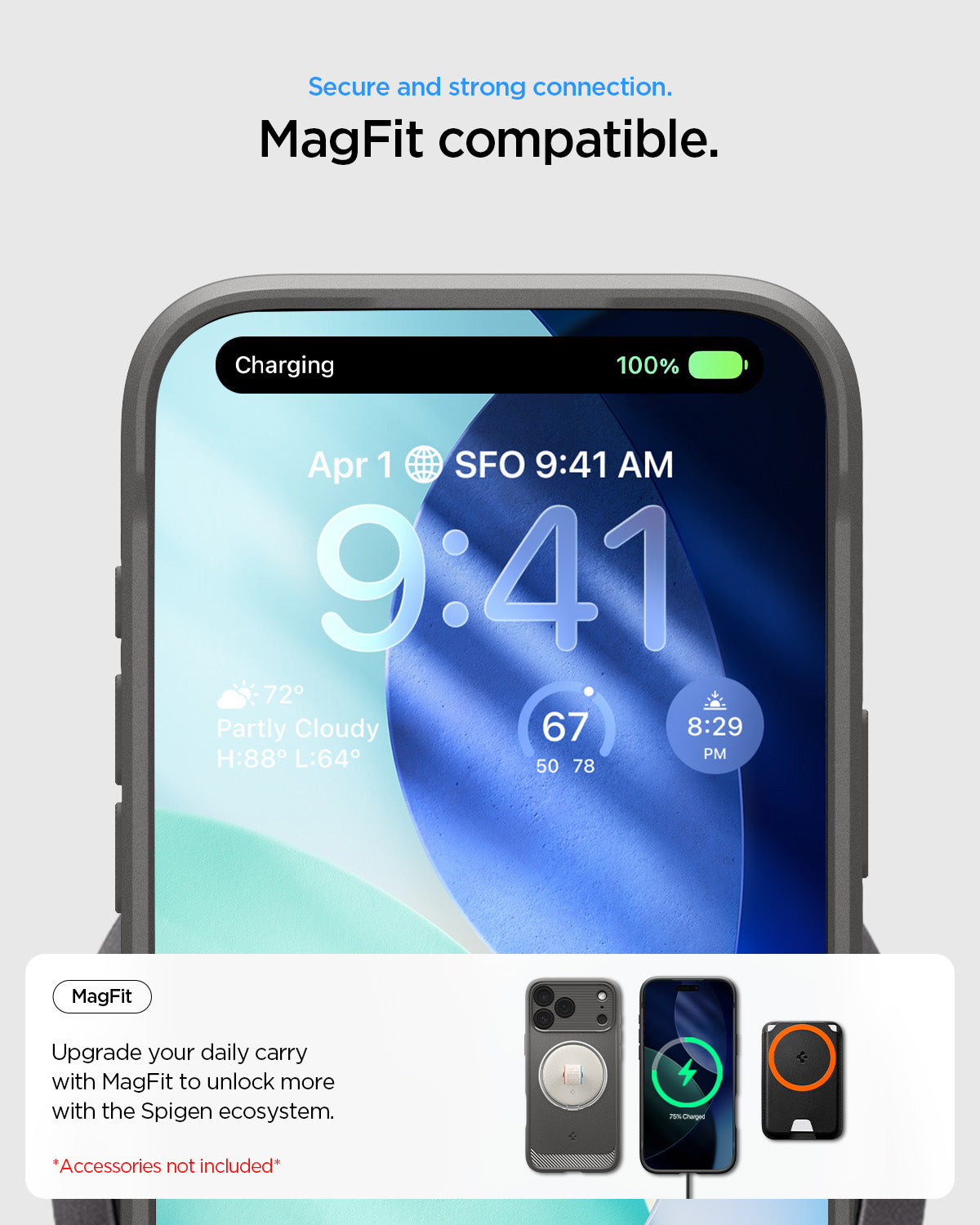 ACS09887 - iPhone 17 Pro Max Rugged Armor (MagFit) in Gray showing secure and strong connection. Magfit compatible. upgrade your daily carry with magfit to unlock more with the spigen ecosystem