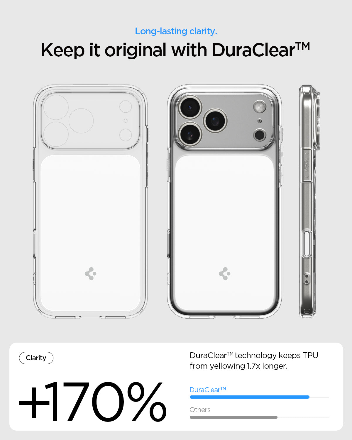 ACS10046 - iPhone 17 Pro Max Ultra Hybrid T (MagFit) in Glossy White showing long lasting clarity. Keep it original with dura clear.