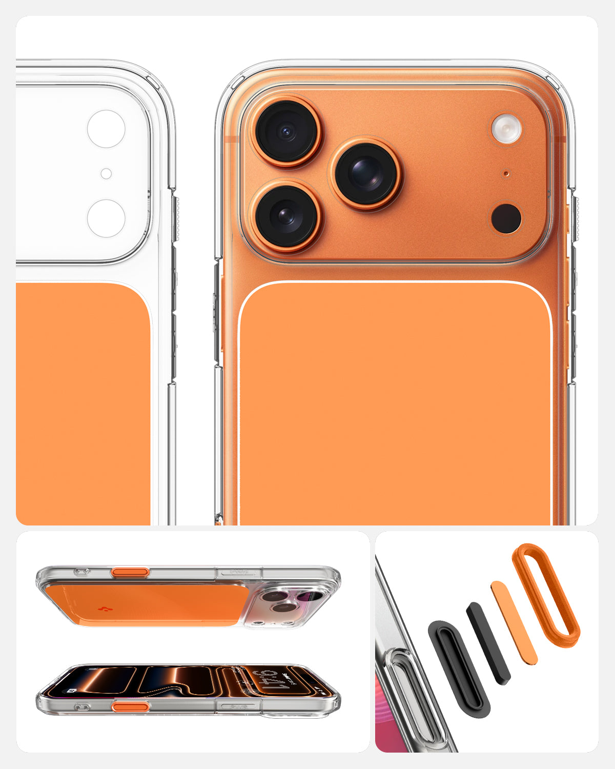 ACS10468 - iPhone 17 Pro Max Ultra Hybrid T (MagFit) in Glossy Orange showing detail of the back