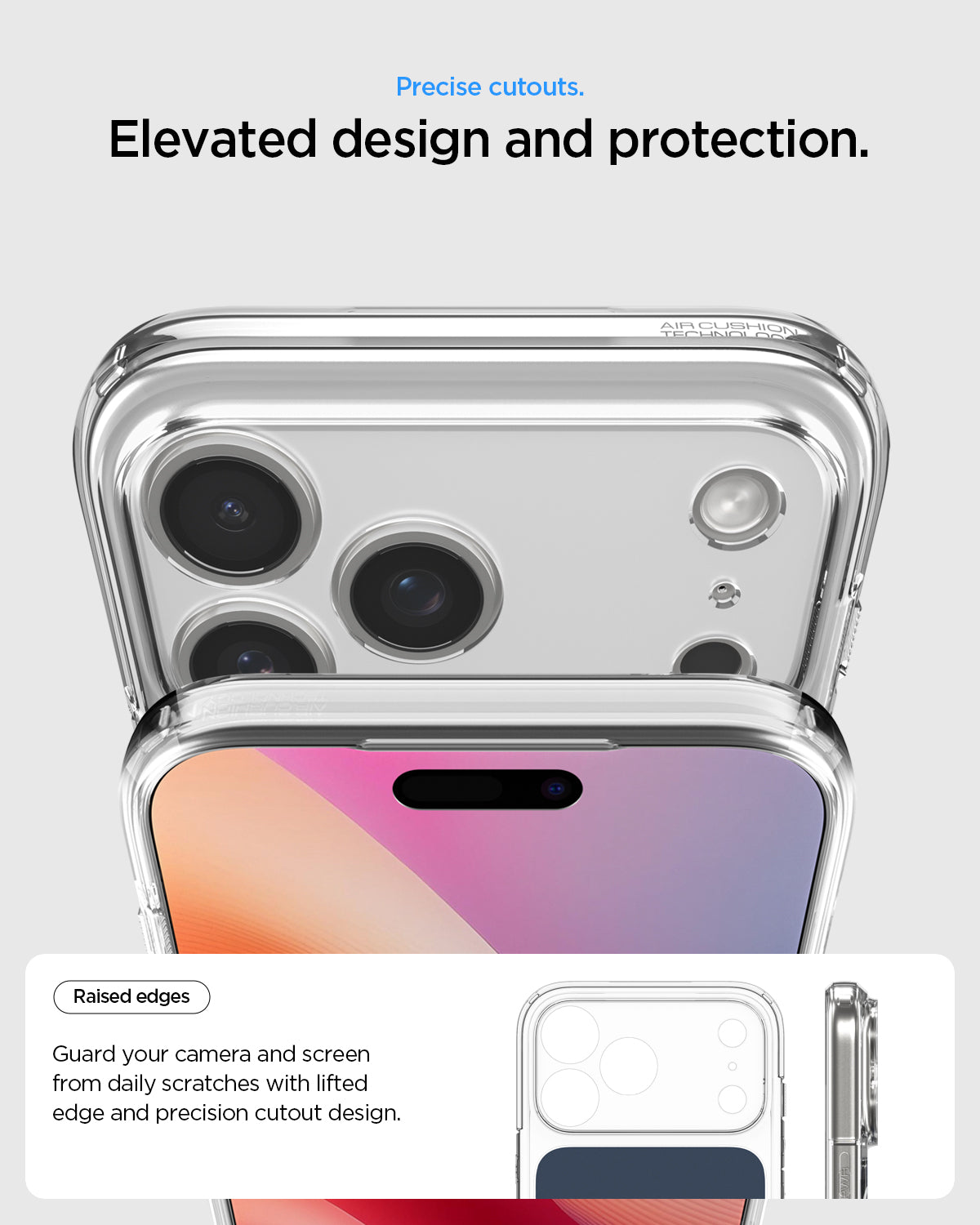 ACS10467 - iPhone 17 Pro Max Ultra Hybrid T (MagFit) in Matte Blue showing precise cutouts. elevated design and protection. Raised edges. Guard your camera and screen from daily scratches with lifted edge and precision cutout design.
