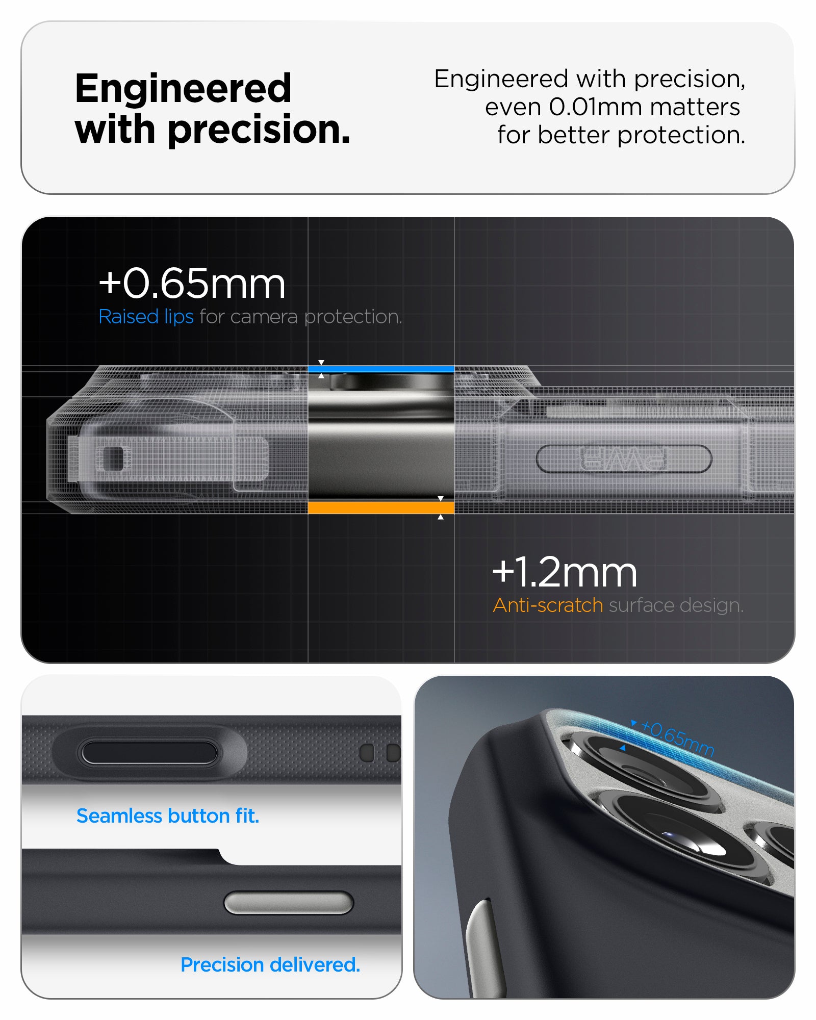 ACS09968CA - iPhone 18 Pro / iPhone 17 Pro Nano Pop (Mag Fit) in Black Sesame showing raised camera and screen edges, precise button fit, and protective surface design