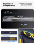 ACS09966CA - iPhone 18 Pro / iPhone 17 Pro Nano Pop (Mag Fit) in Blueberry Navy showing raised camera and screen edges, precise button fit, and protective surface design