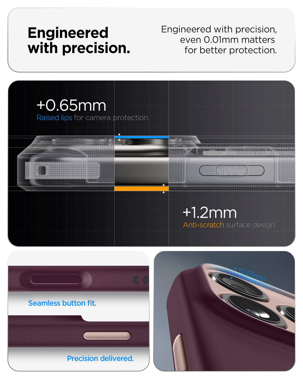 ACS09967CC - iPhone 18 Pro / iPhone 17 Pro Nano Pop (Mag Fit) in Burgundy Bean showing raised camera and screen edges, precise button fit, and protective surface design