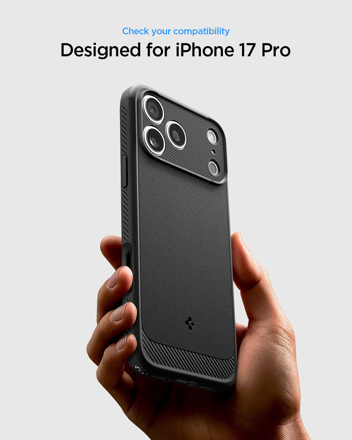 ACS09940 - iPhone 17 Pro Rugged Armor (MagFit) in Matte Black showing check your compatibility