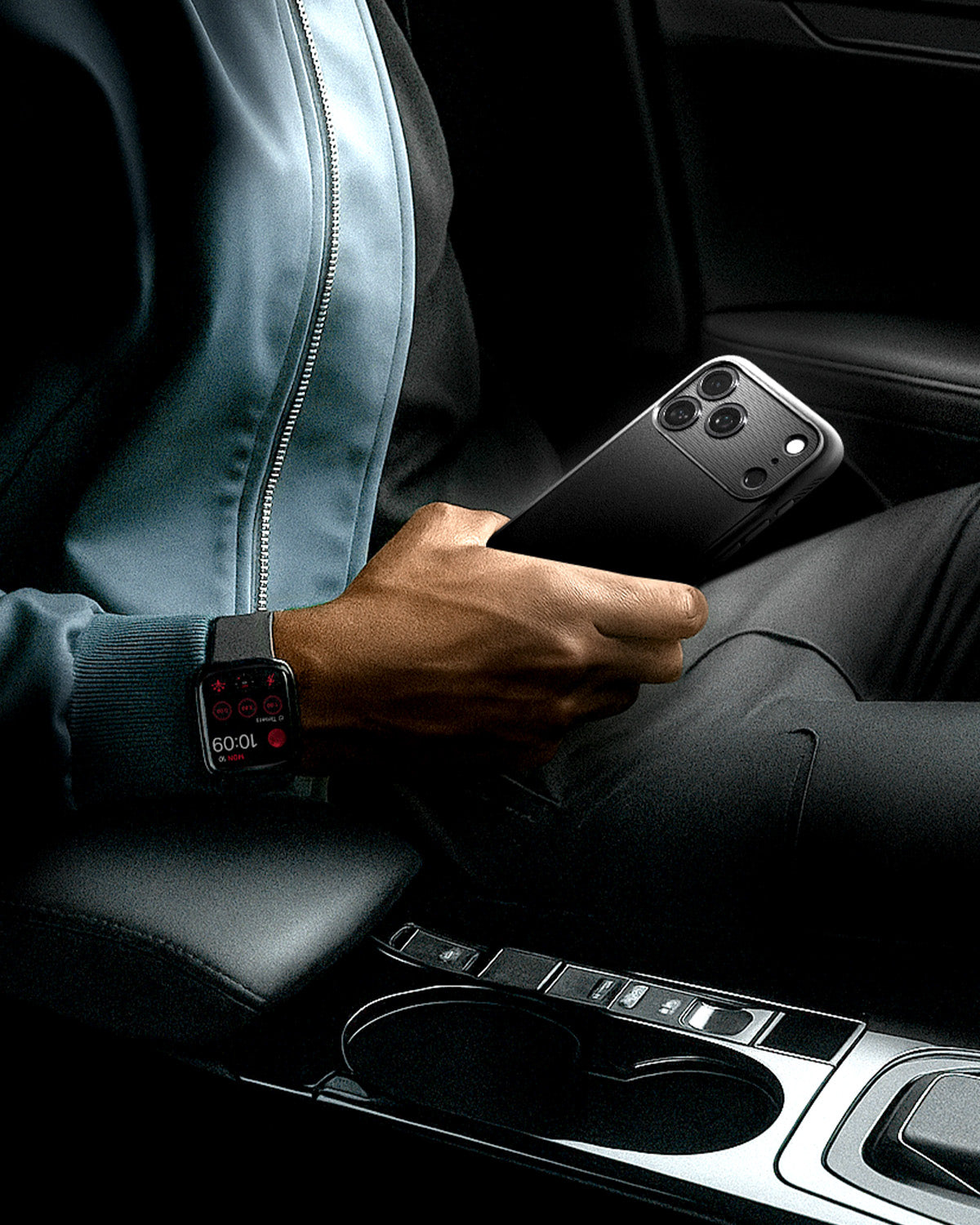 ACS09940 - iPhone 17 Pro Rugged Armor (MagFit) in Matte Black showing sleek and unique. Rugged refined. Matte black profile with subtle carbon fiber accent
