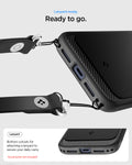 ACS09940CC - iPhone 18 Pro / iPhone 17 Pro Rugged Armor (MagFit) in Matte Black showing lanyard ready. ready to go