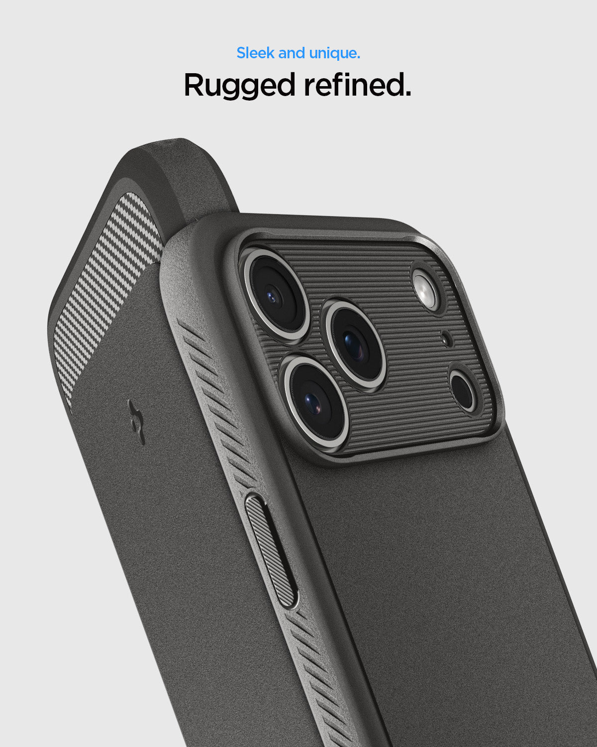 ACS09941 - iPhone 17 Pro Rugged Armor (MagFit) in Gray showing sleek and unique. Rugged refined.