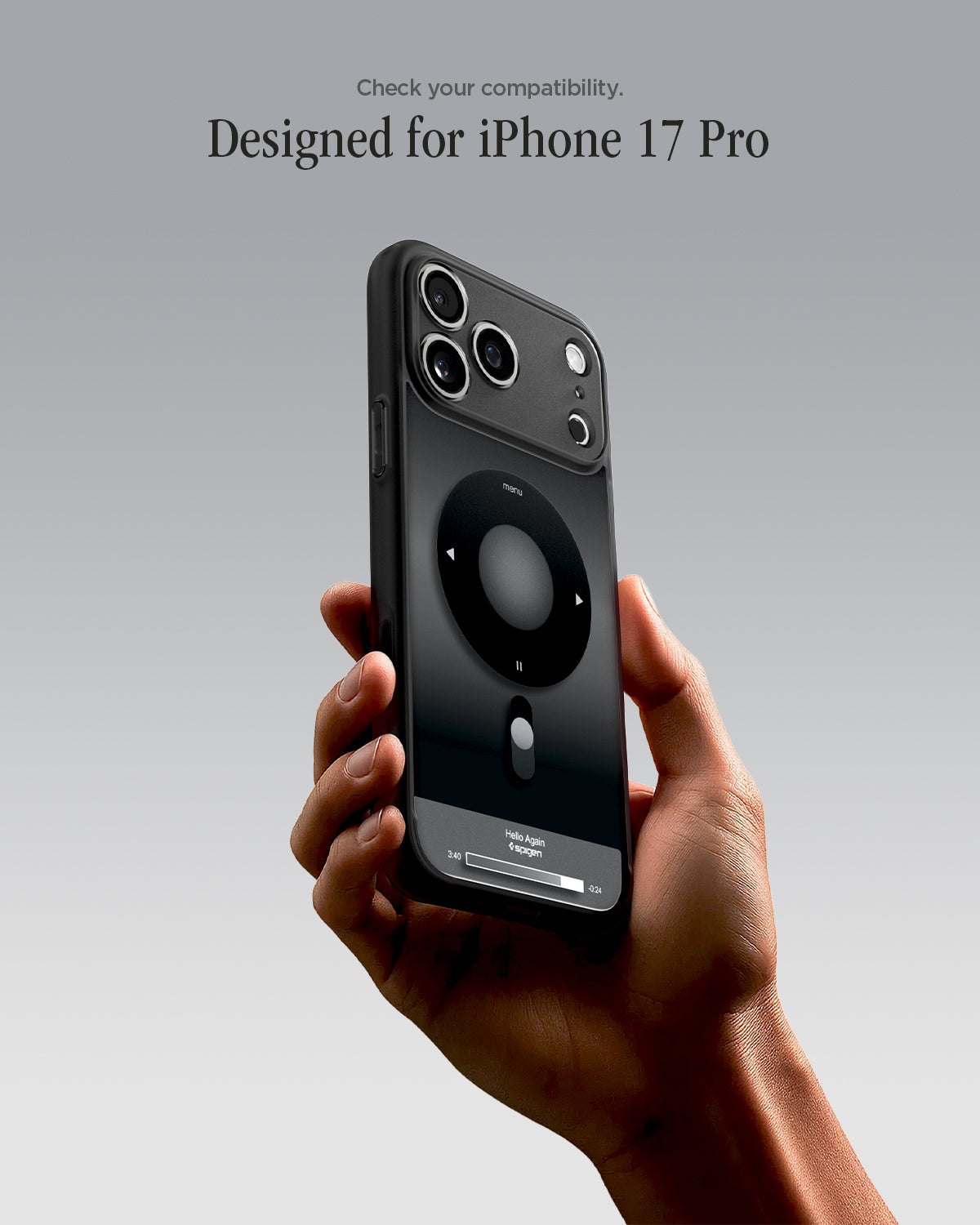 ACS10076 - iPhone 17 Pro Case Ultra Hybrid Classic (MagFit) in Classic Black showing check your compatibility.