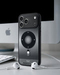 ACS10076 - iPhone 17 Pro Case Ultra Hybrid Classic (MagFit) in Classic Black showing back of the case with airpods