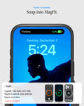 ACS10076 - iPhone 17 Pro Case Ultra Hybrid Classic (MagFit) in Classic Black showing magfit compatible. snap into magfit. upgrade your daily carry with magfit to unlock more with the spigen ecosystem.