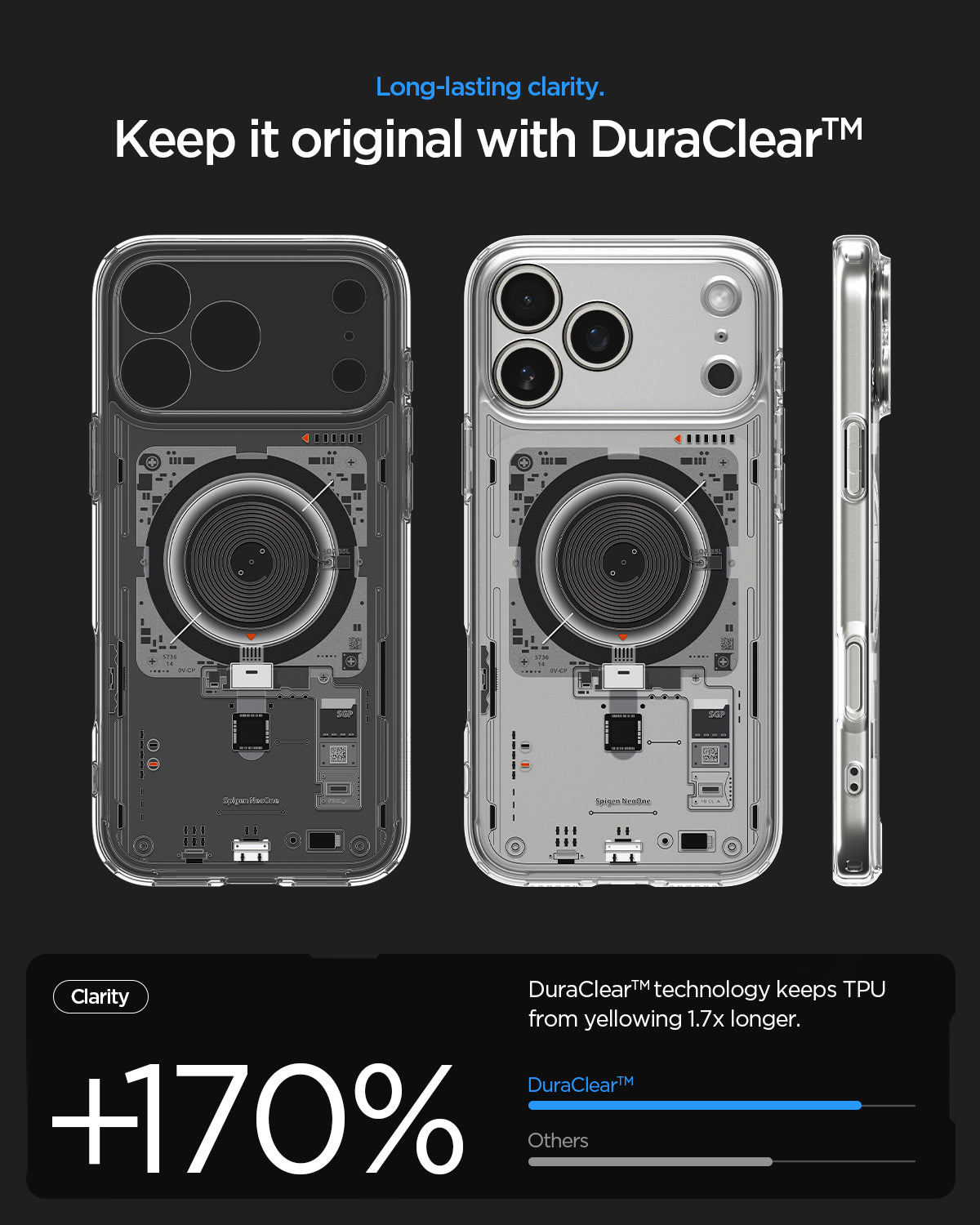 ACS10074 - iPhone 17 Pro Ultra Hybrid Neo One (MagFit) showing long lasting clarity. Keep it original with duraclear