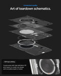 ACS10043 - iPhone 17 Pro Max Ultra Hybrid Neo One (MagFit) showing high-definition layered printing that creates a detailed teardown-inspired schematic design