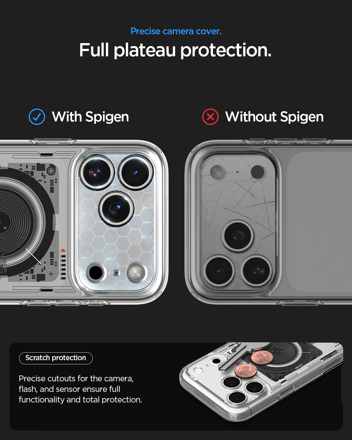 ACS10043 - iPhone 17 Pro Max Ultra Hybrid Neo One (MagFit) showing full camera plateau coverage with precise cutouts for scratch protection and functionality