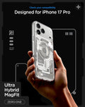 ACS10072 - iPhone 17 Pro Case Ultra Hybrid Zero One (MagFit) in Zero One Natural Titanium showing check your compatibility. ultra hybrid magfit