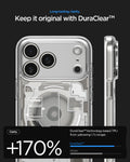 ACS10041CC -  iPhone 18 Pro Max / iPhone 17 Pro Max Ultra Hybrid Zero One (MagFit) Natural Titanium showing long-lasting clarity with DuraClear Technology designed to resist yellowing 1.7 times longer