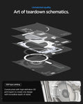 ACS10041CC -  iPhone 18 Pro Max / iPhone 17 Pro Max Ultra Hybrid Zero One (MagFit) Natural Titanium showing high-definition layered printing that creates a detailed teardown-inspired schematic design