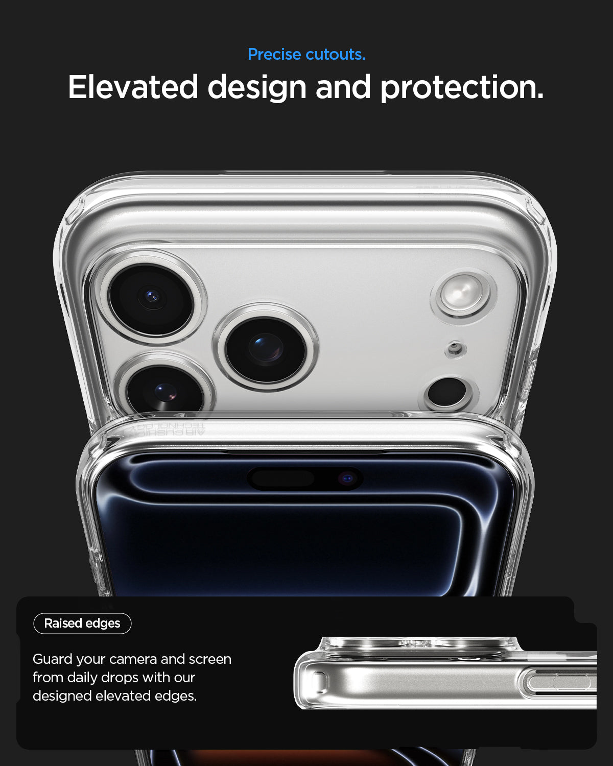 ACS10041CC -  iPhone 18 Pro Max / iPhone 17 Pro Max Ultra Hybrid Zero One (MagFit) Natural Titanium showing raised edges around the camera and screen for added protection against daily drops