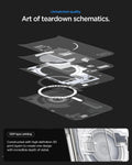 ACS10071CC - iPhone 18 Pro / iPhone 17 Pro Ultra Hybrid Zero One (MagFit) White showing high-definition layered printing that creates a detailed teardown-inspired schematic design
