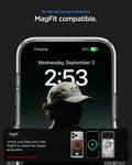 ACS10071 - iPhone 17 Pro Case Ultra Hybrid Zero One (MagFit) in Zero One White showing secure and strong connection. magfit compatible. unlock your daily carry with magfit to unlock the spigen ecosystem.
