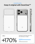 ACS10077 - iPhone 17 Pro Ultra Hybrid T (MagFit) in Glossy White showing long lasting clarity. Keep it original with dura clear.