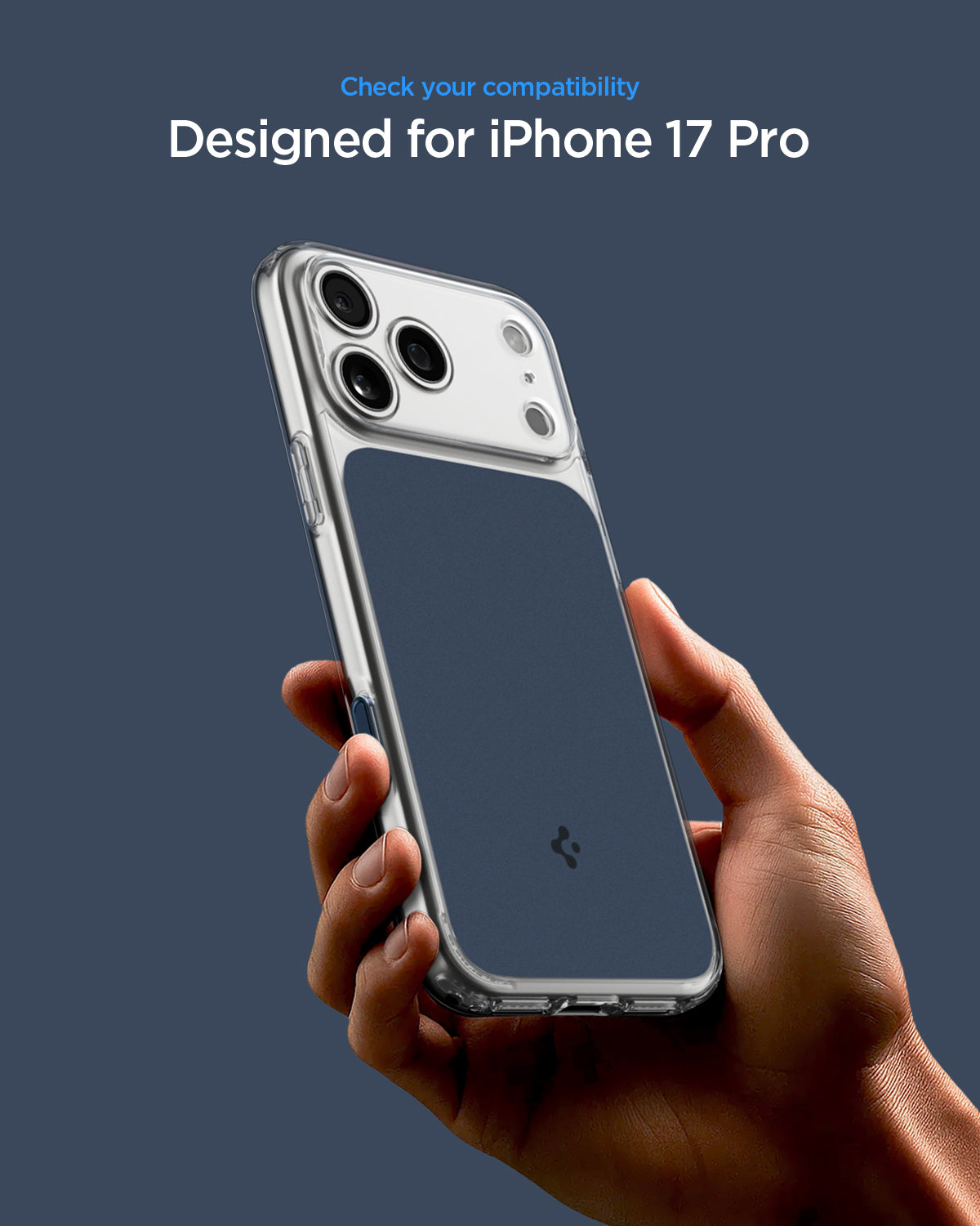 ACS10470 - iPhone 17 Pro Ultra Hybrid T (MagFit) in Matte Blue showing check your compatibility.