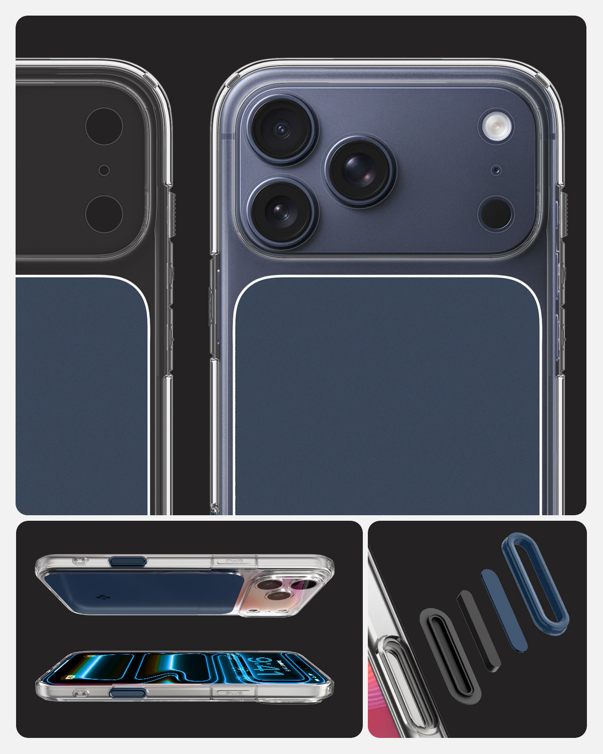 ACS10470 - iPhone 17 Pro Ultra Hybrid T (MagFit) in Matte Blue showing detail of the back