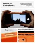ACS11379 - iPhone 17 Pro Max Silicone Fit (Mag Fit) in Cosmic Orange showing perfect fit. iPhone ready. Camera control button ergonomically curved for comfort