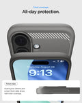 ACS09976 - iPhone 17 Rugged Armor (MagFit) in Gray showing total coverage. all day protection. Raised edges. Guard your camera and screen from daily drops with total coverage