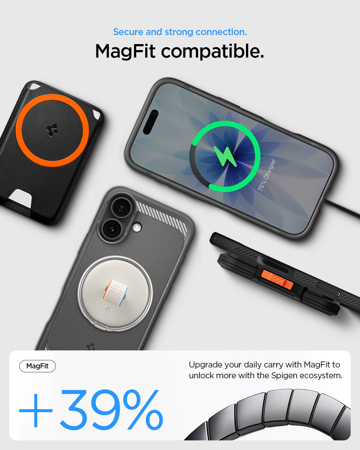 ACS09976 - iPhone 17 Rugged Armor (MagFit) in Gray showing secure and strong connection. magfit compatible