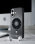 ACS10092 - iPhone 17 Ultra Hybrid Classic (MagFit) in Classic Black showing back of the case with airpods