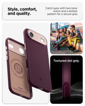ACS09932 - iPhone 17 Air Case Nano Pop (MagFit) in burgundy bean showing the style, comfort and quality. Catch eyes with two-tone colors and a dotted pattern for a secure grip