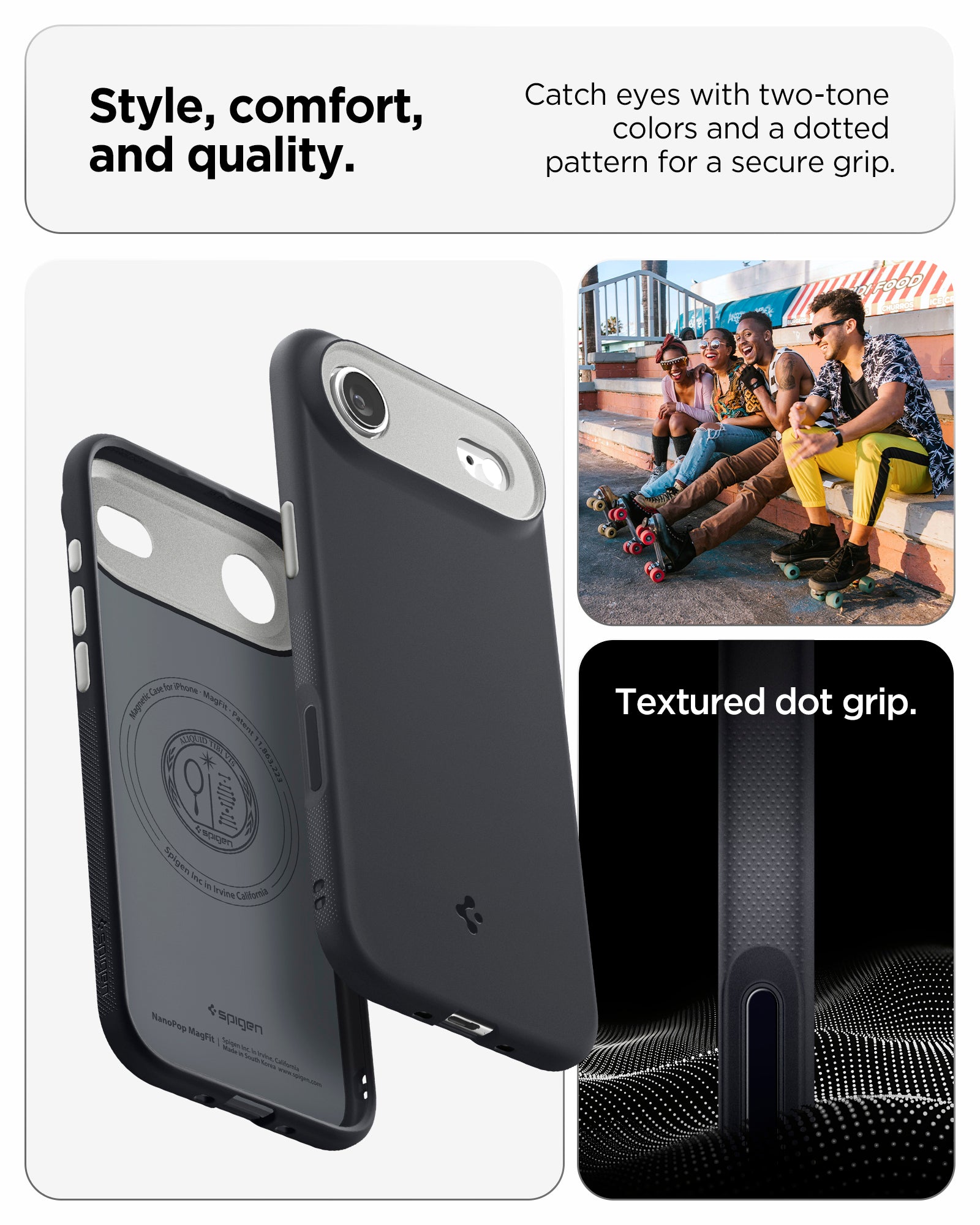 ACS09933 - iPhone 17 Air Case Nano Pop (MagFit) showing the style, comfort and quality. Catch eyes with two-tone colors and a dotted pattern for a secure grip