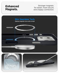 ACS09968 - iPhone 17 Pro Case Nano Pop (MagFit) in black sesame showing the enhanced magnets. Stronger magnets for easier, more secure and snappy connection