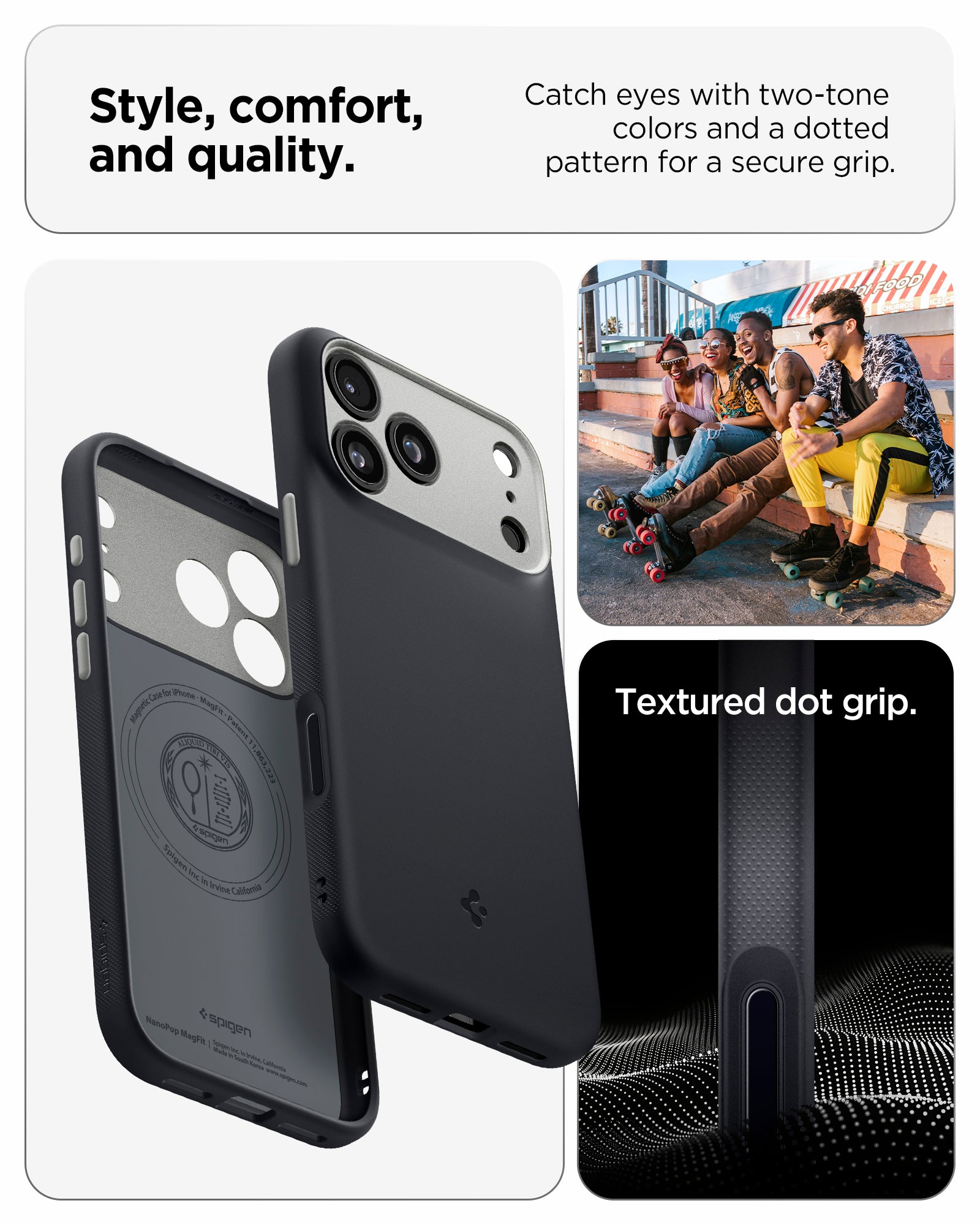 ACS09915 - iPhone 17 Pro Max Case Nano Pop (MagFit) showing the style, comfort and quality. Catch eyes with two-tone colors and a dotted pattern for a secure grip