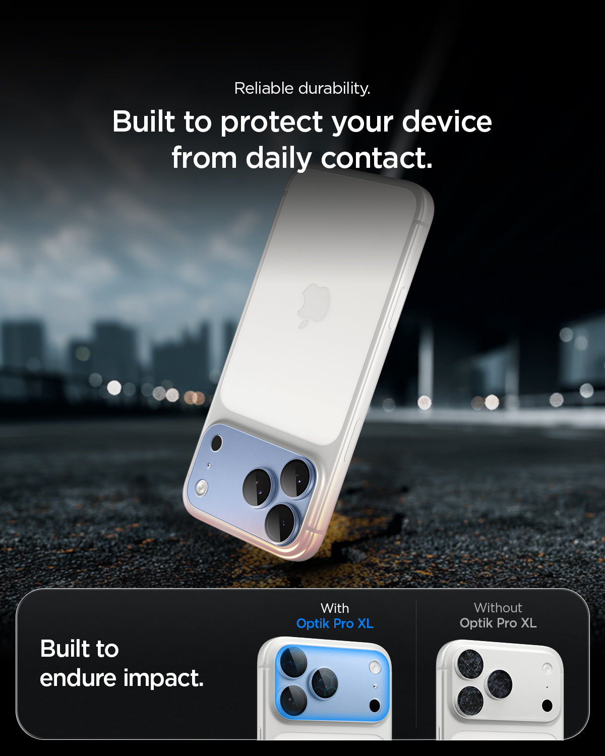 AGL12037 - iPhone 18 Pro Optik Pro XL EZ Fit Lens Protector in Light Blue showing durable lens protection designed to help shield the camera area from everyday impact.