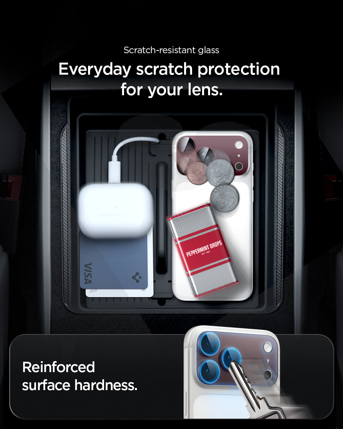AGL12040 - iPhone 18 Pro Max Optik Pro XL EZ Fit Lens Protector in Dark Cherry showing scratch-resistant lens protection designed to guard against everyday contact and surface damage.