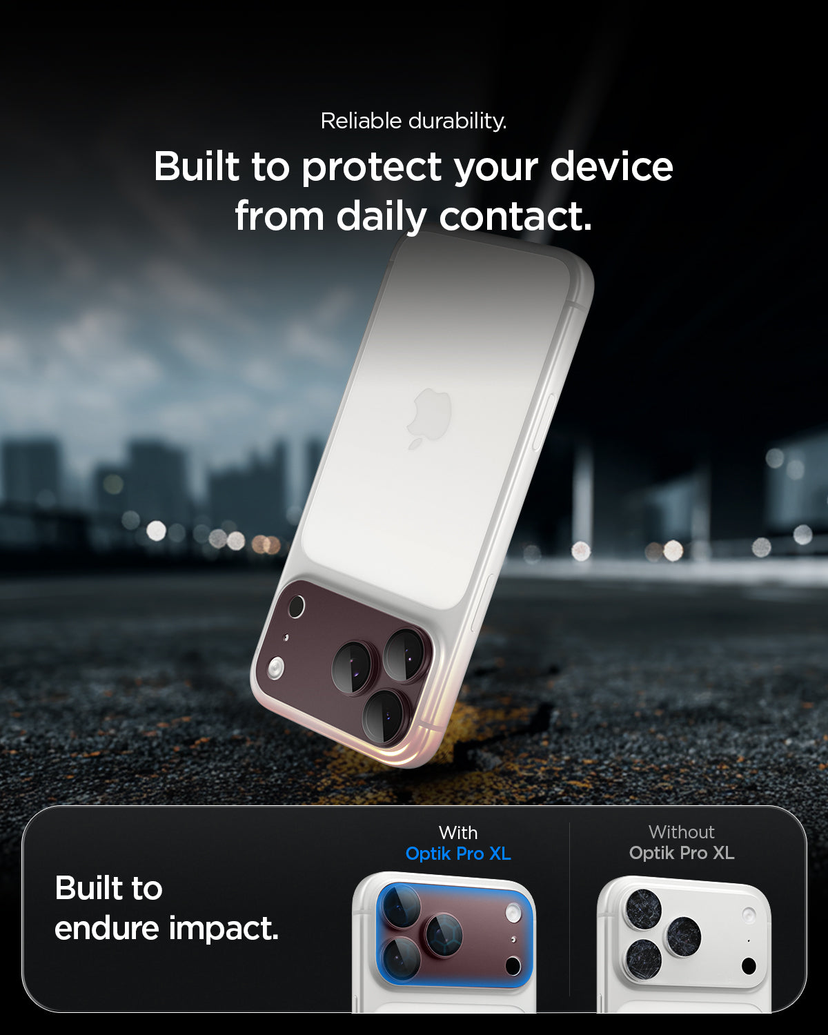 AGL12040 - iPhone 18 Pro Max Optik Pro XL EZ Fit Lens Protector in Dark Cherry showing durable lens protection designed to help shield the camera area from everyday impact.