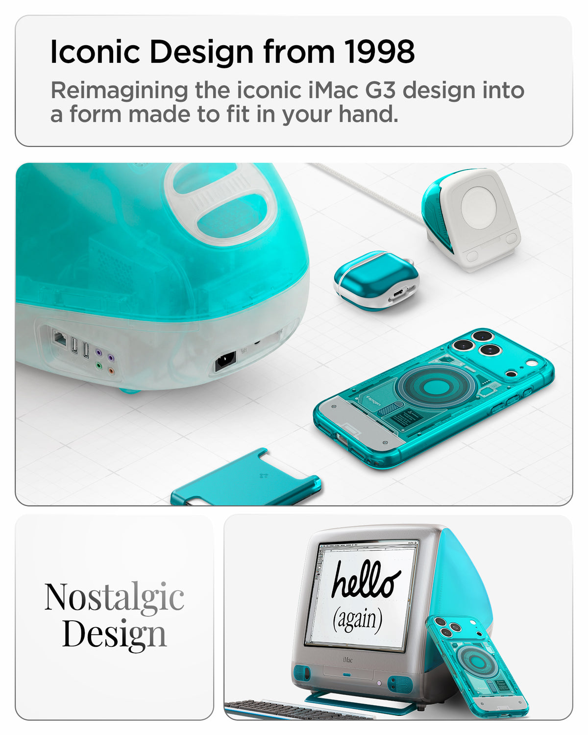 ACS11754 - iPhone 18 Pro Max / iPhone 17 Pro Max Ultra Hybrid C-One (Mag Fit) Bondi Blue showing a nostalgic translucent design inspired by iconic late-1990s aesthetics